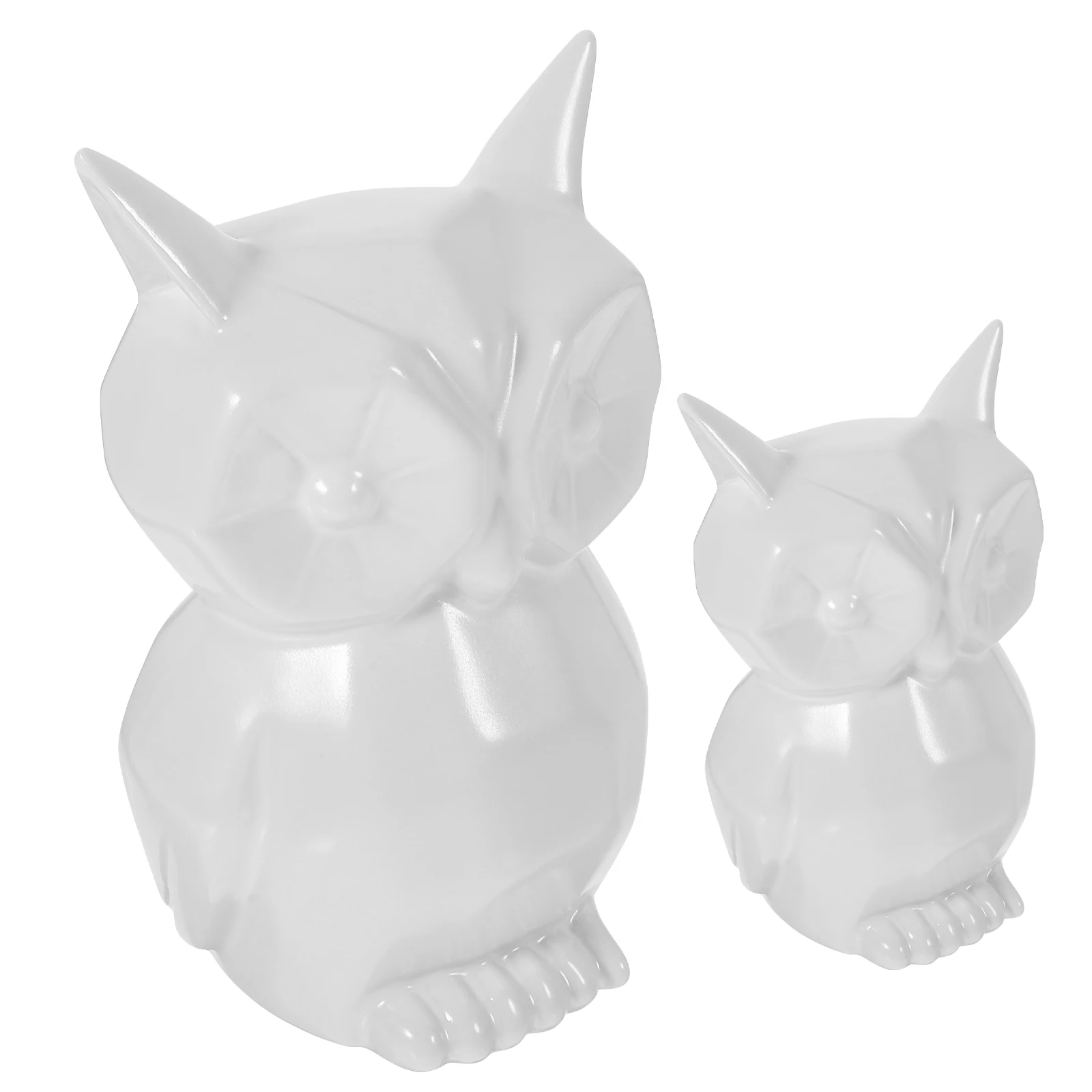 2pcs Ceramic Owl Decorations White Owl Figurines Nordic Style Home Office Adornments Simple Animal Statues Bird Design naments