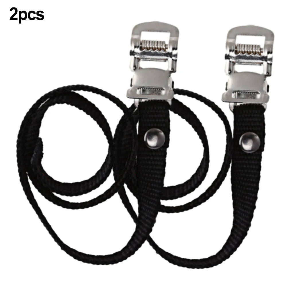 Lot de 2 sangles réglables pour vélo d'exercice, sangles de pédale en nylon avec boucle en métal pour vélos de spinning, noir