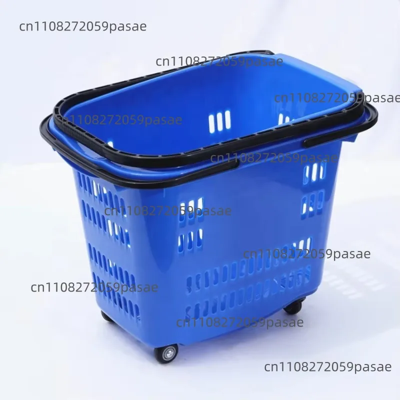 

Manufacturer's cheap 50L supermarket grocery rolling shopping basket with plastic handle