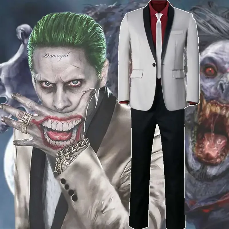 Film Jared Leto Cosplay Kostüm Joker Clown Hemd Mantel Hosen Kostüm Herren Anzug Takerlama