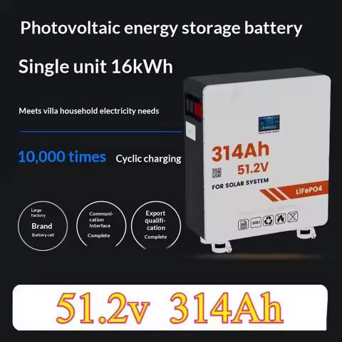 16kWh household solar energy storage battery and off-grid UPS power supply Lithium iron phosphate 51.2V314Ah photovoltaic energy