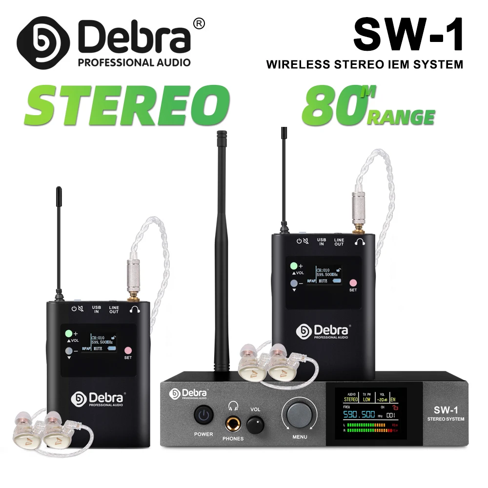 

SW-1 Wireless In-Ear Monitor System, Professional Stereo 470 -950 MHz Stable Signal Transmission, for Small Concerts, Stages