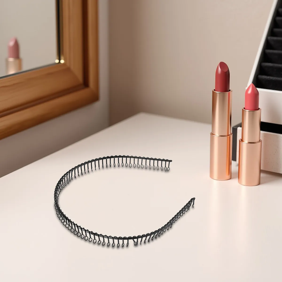 

80 Long Teeth Metal Hairband Comb Black Wide Insert Style for Women Lightweight Functional Fashionable Elder Female Head