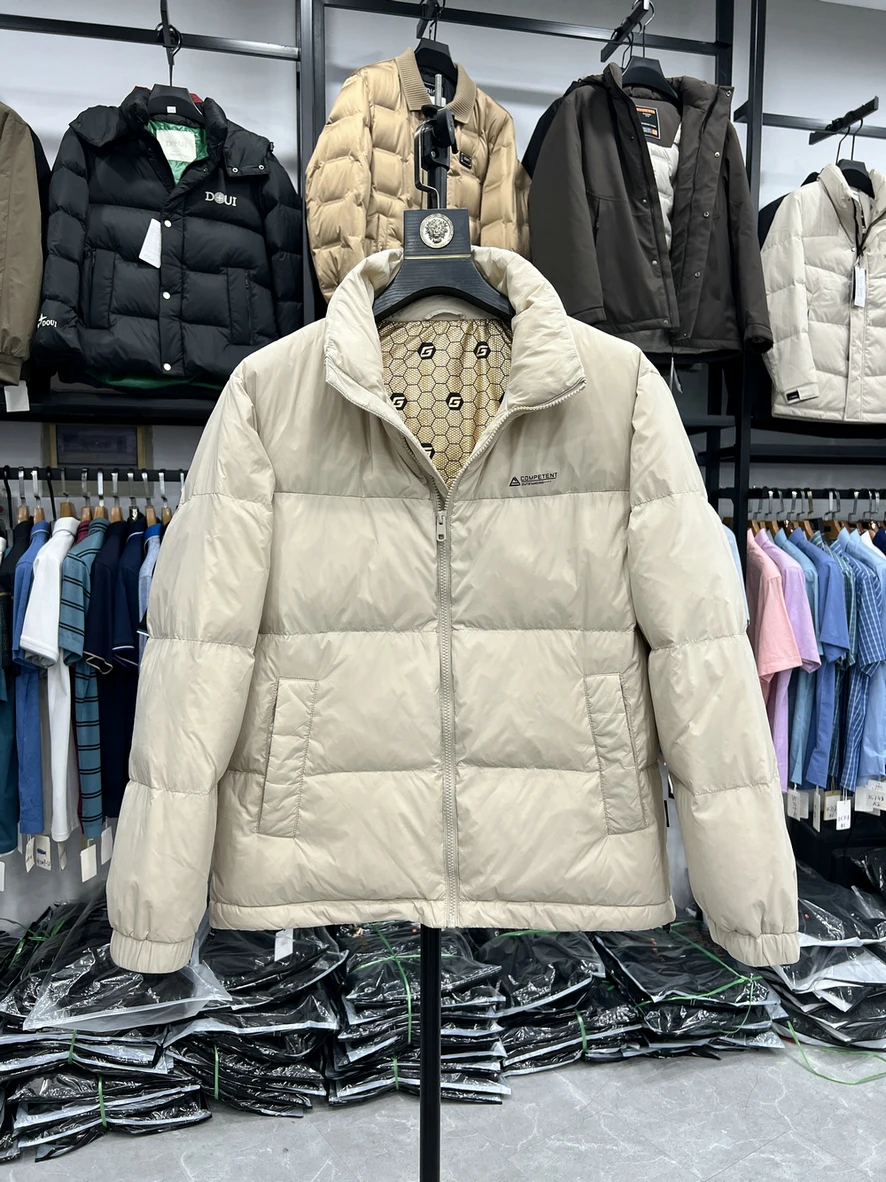 

Thickened Short down Jacket Duck Feather Warm Soft Comfortable Stand Collar Winter Outerwear for Young Men Polyester Fiber