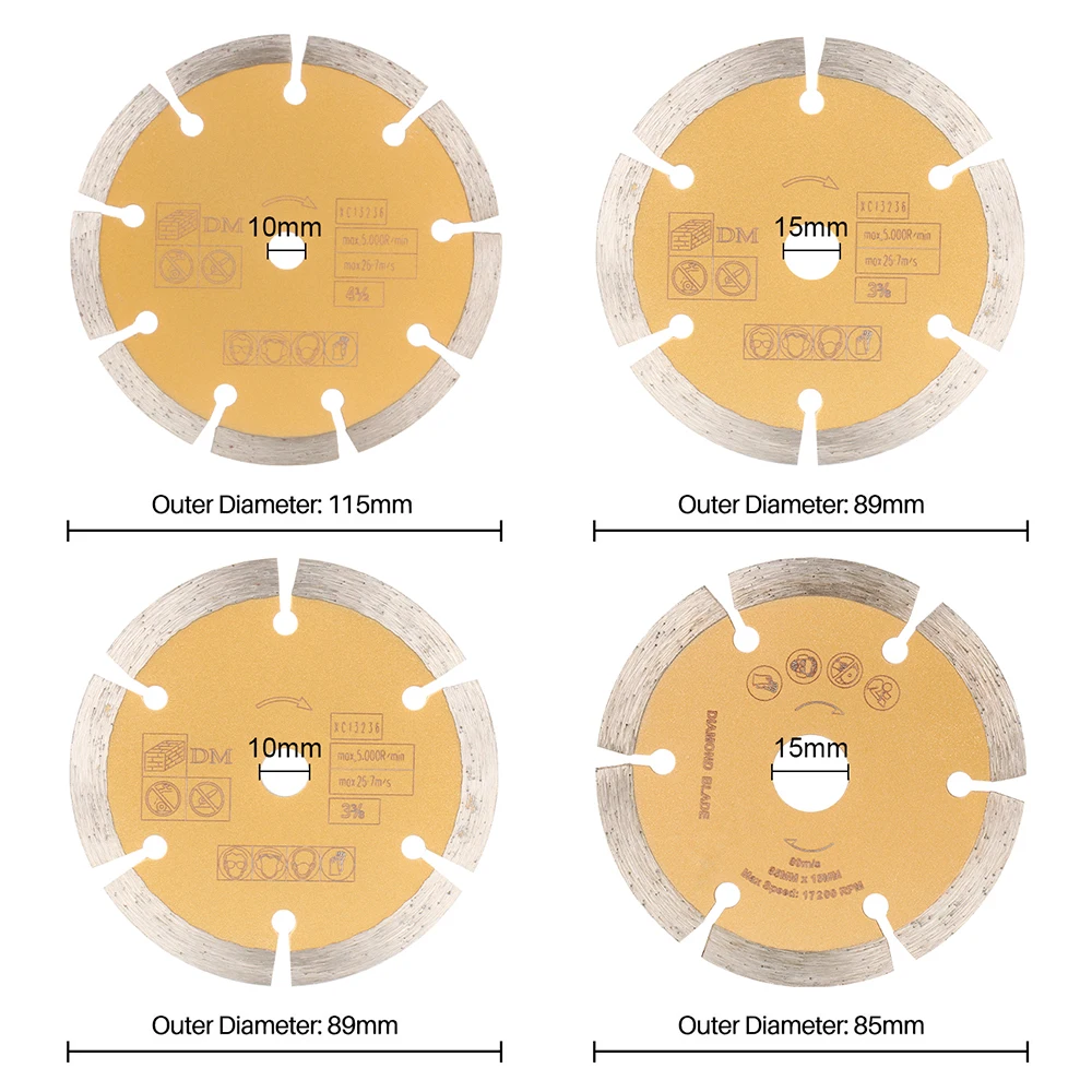 XCAN 1pc 85/89/115mm Diamond Dry Cutting Disc Bore 10/15mm Granite Marble Concrete Ceramic Cutting Blade Circular Saw Blade