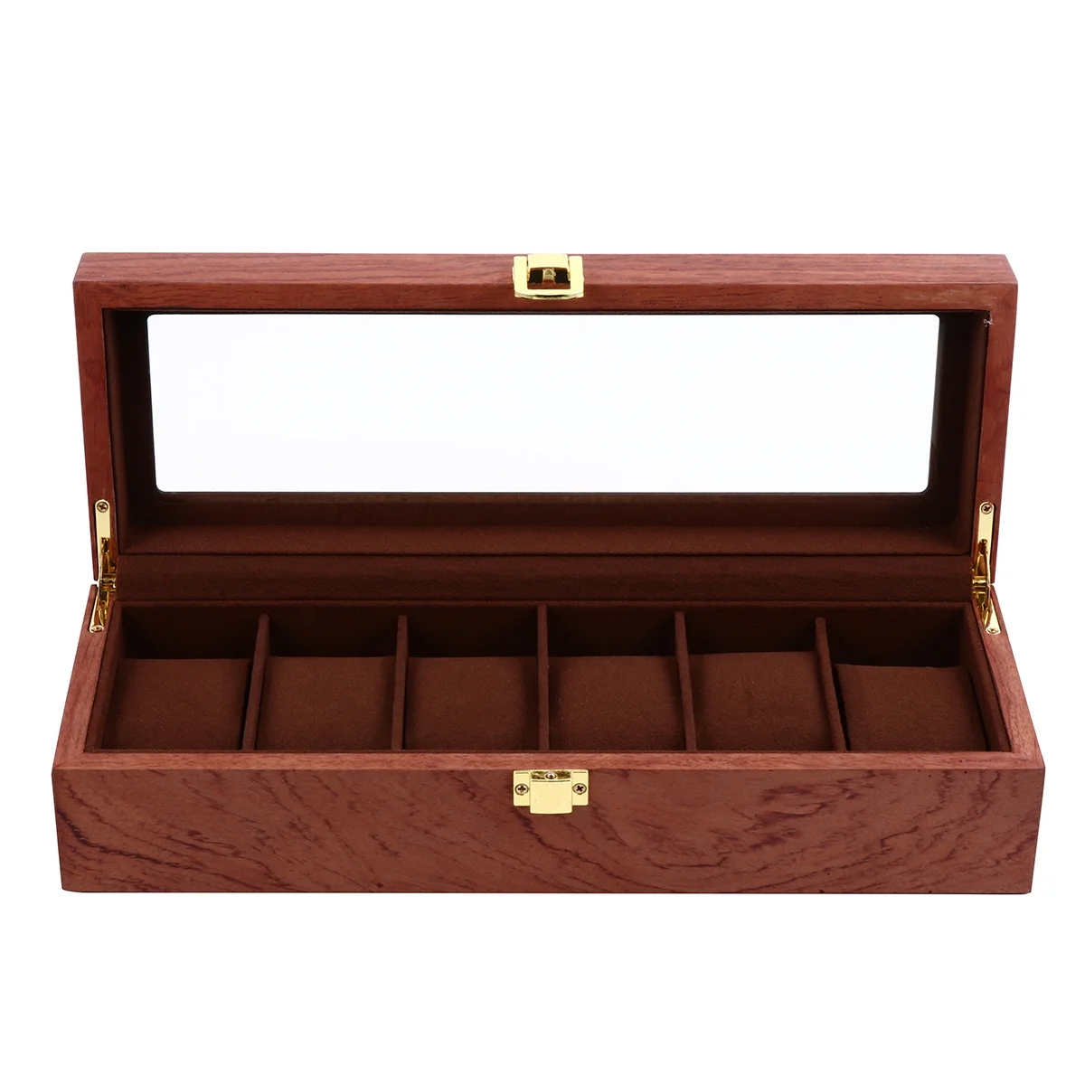 

6 Slots Vintage Wooden Watch Box Eco-Friendly Durable Watch Storage Organizer Removable Pillows Scratch For Watches