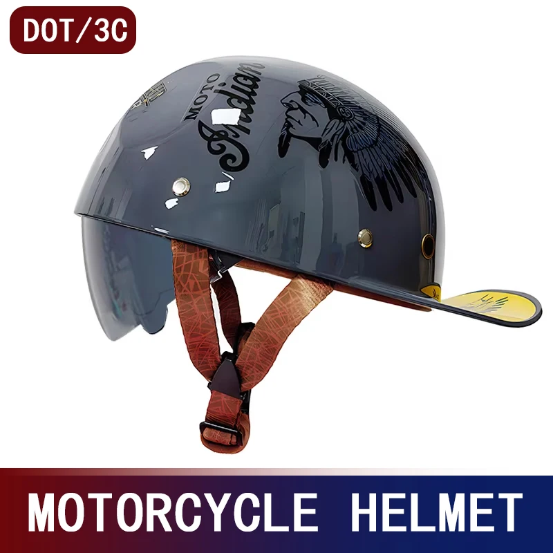 Capacete de motocicleta, capacete japonês-alemão, capacete retrô masculino, capacete para ciclismo de passeio, boné leve Prince, boné de beisebol, primavera e verão