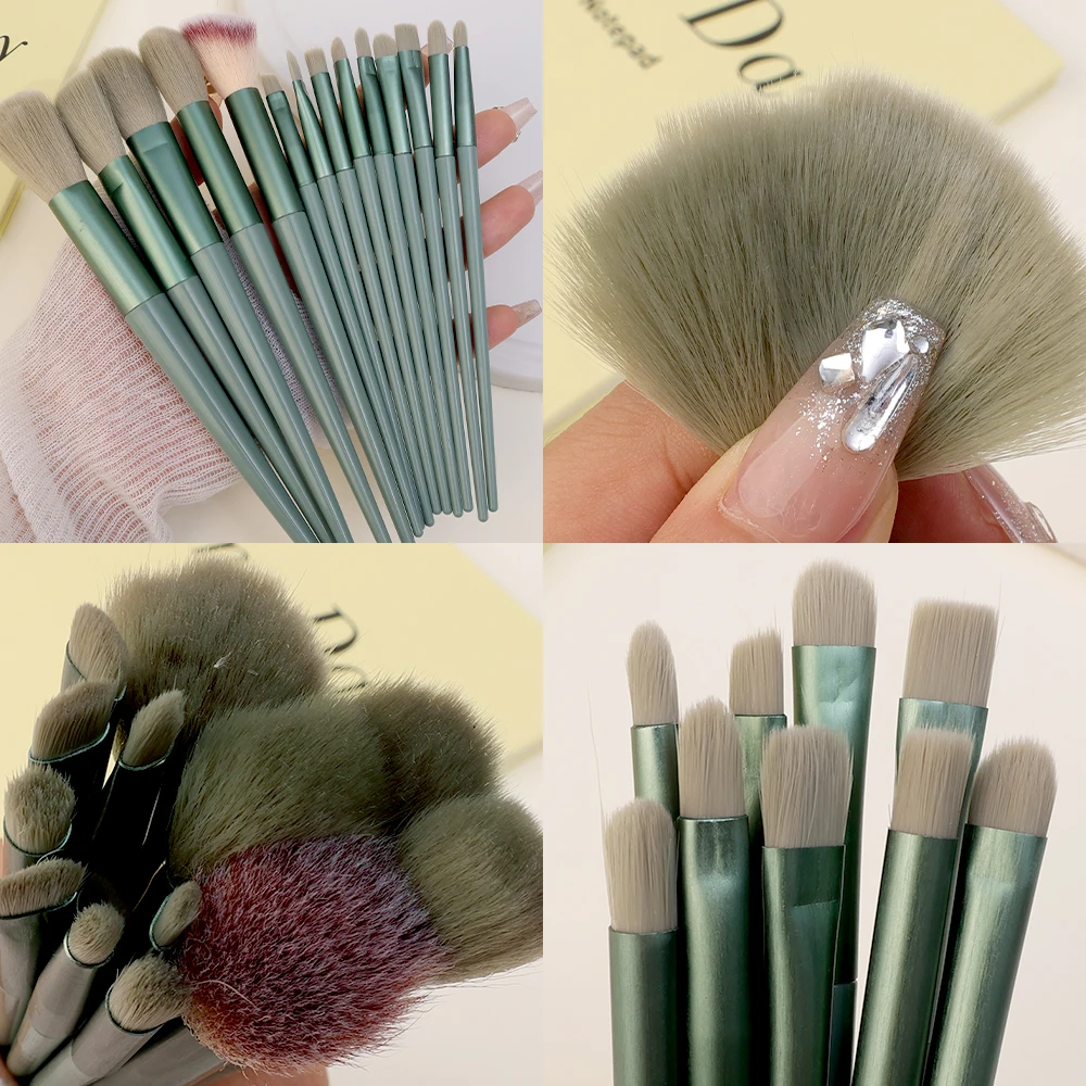 16Pcs Fluffy Makeup Brushes Set Face Eyeshadow Foundation Brush Powder Blush Cosmetics Contour Detail Brush Make Up Beauty Tools