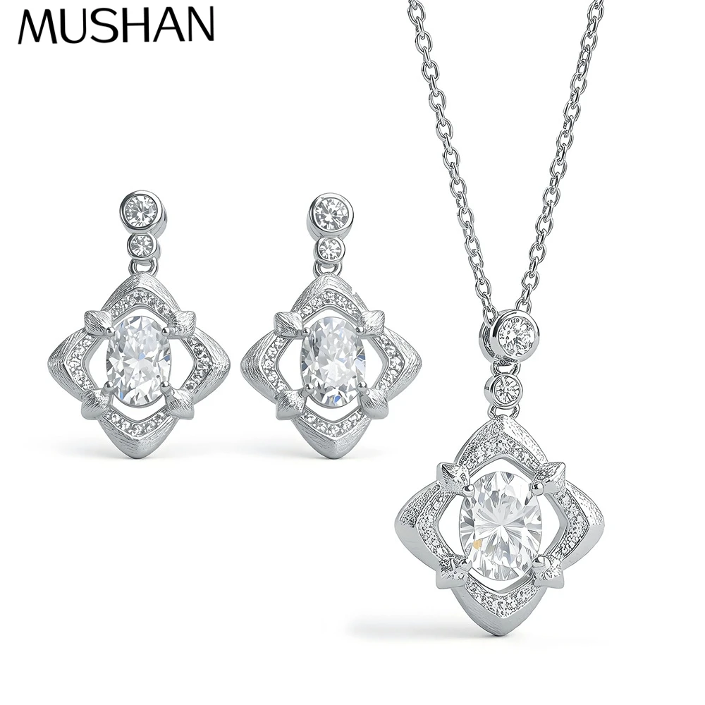 

MuShan Designer Jewelry 925 Sterling Silver Opera Necklace Pear Moissanite for Partner Gold Vermeil MST Patent Cocktail Operas