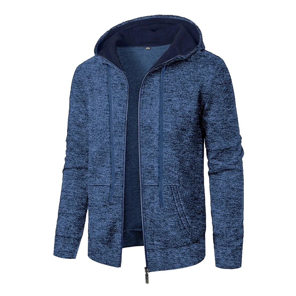 Men's Hooded Sweatshirt Jacaket Casual Classic Simple Style Outerwear Slim Fit Long Sleeve Zipper Clothing Male Dailywear