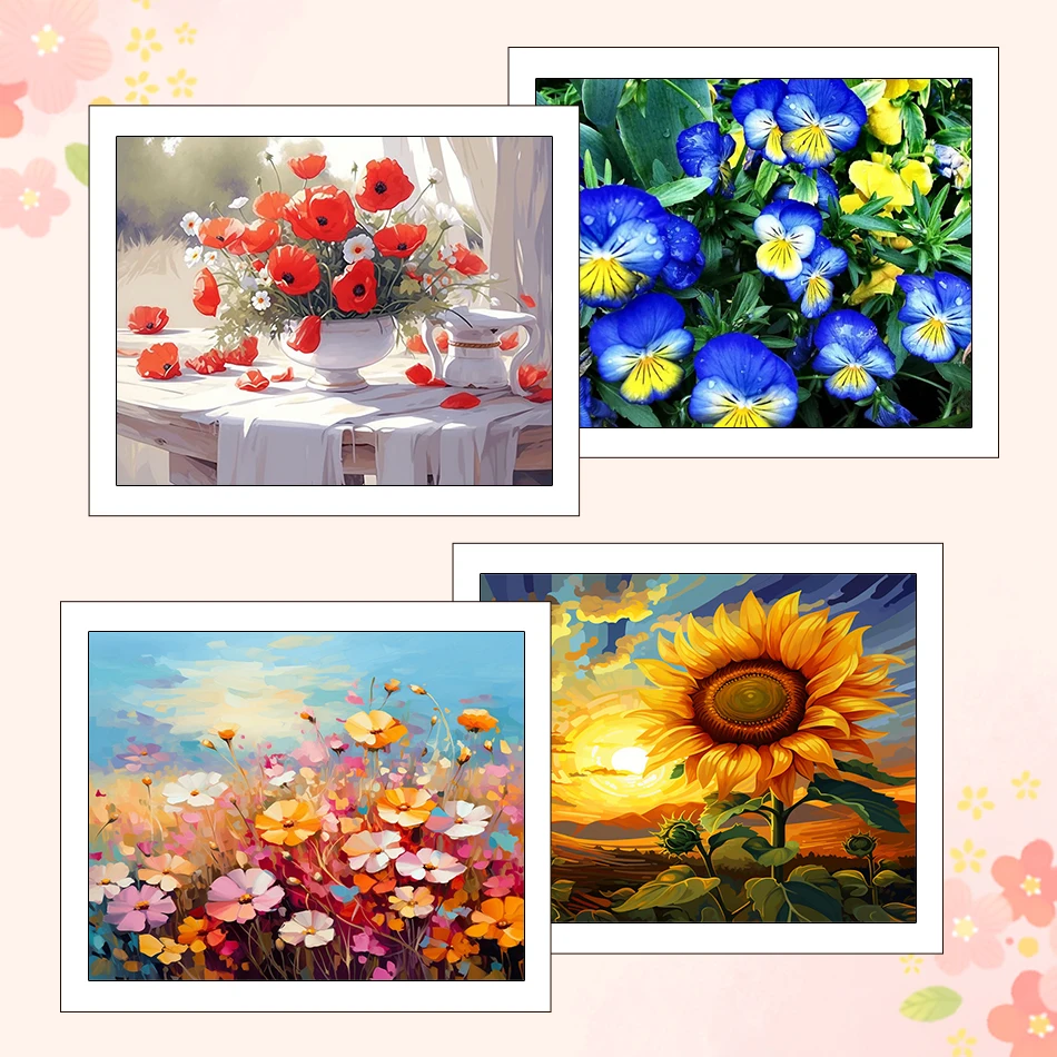 

RUOPOTY Paintings For Painting By Numbers Diy Set Flowers Picture Drawing 40X50cm Paint Kit Decorative Paintings Canvas Wall Art