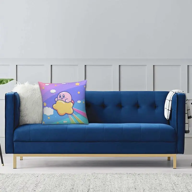 Custom Kirbys Video Game Cushion Cover Cartoom Anime Velvet Modern Pillow view 5