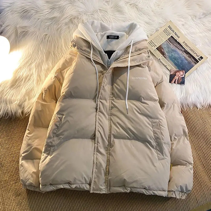 

Korean Version Winter New Winter Leisure Cotton Clothes Women Y2K Multi-functional Fake Two Pocket Zipper Down Jacket Thick Coat