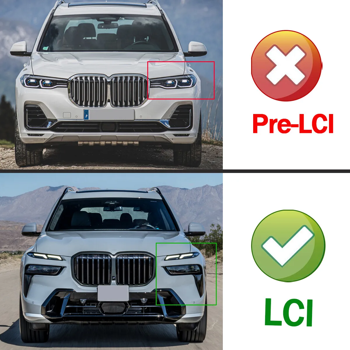 

Front Kidney Grill replace For Bmw X7 G07 Lci 2023 2024 M Performance Look Grille Gloss Black Car Accessories After June 2023