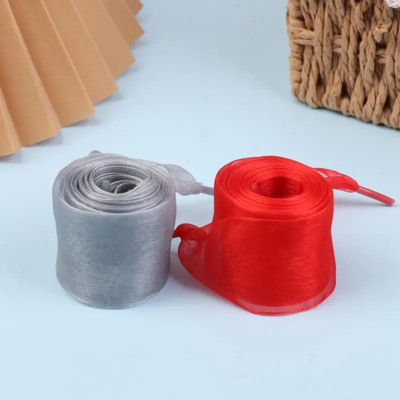 กว้าง 4 ซม.Organza รองเท้า 160 ซม.ผู้หญิง Bow Shoelaces แบนผ้าไหมซาตินริบบิ้นผ้าใบกีฬารองเท้า Laces