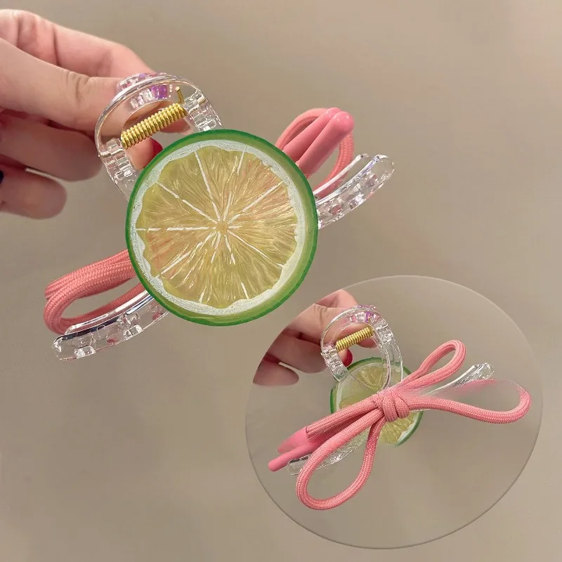 Haarklammer für Frauen Zitronengelbe Haarspangen Niedliche Schleife für den Hinterkopf Boho Haaraccessoires Süßer Minimalistischer Sommerstil – Detail 8