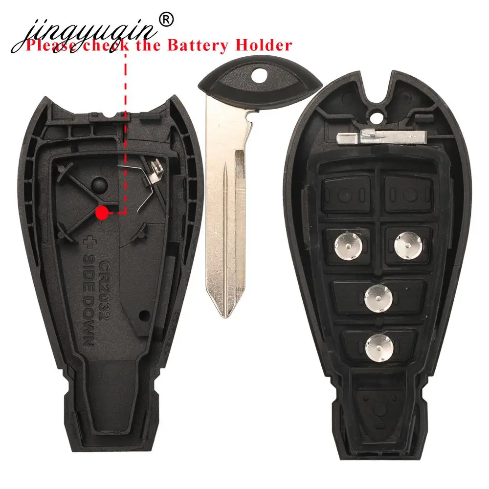 Jingyuqin Fobik Remote Car Key Shell per Jeep Cherokee /Cherokee Sport KL 2014 - 2019 Dodge Chrysler 2/3/4btn Key Case