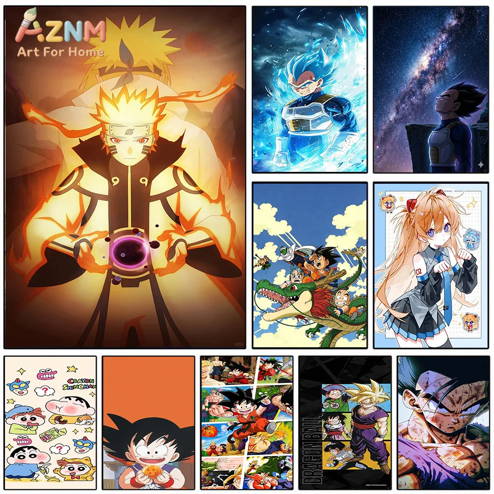 AZNM Anime Naruto Dragon Ball Shin-chan, impresión artística en lienzo para pared, póster decorativo para el hogar