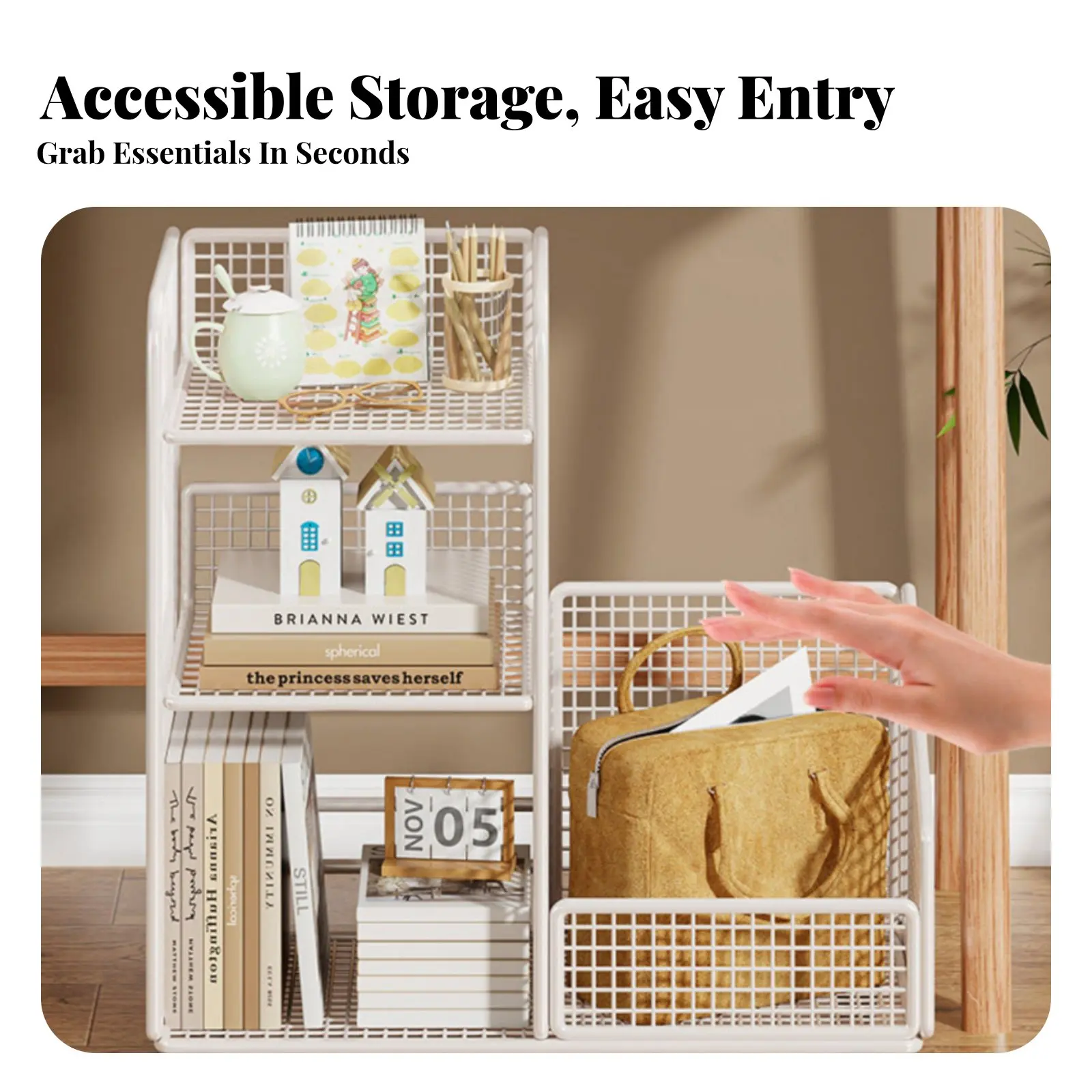 

Мобильный органайзер для книг на колесиках, многоуровневая тележка на колесах, компактная, с блокирующимися колесиками, для детей