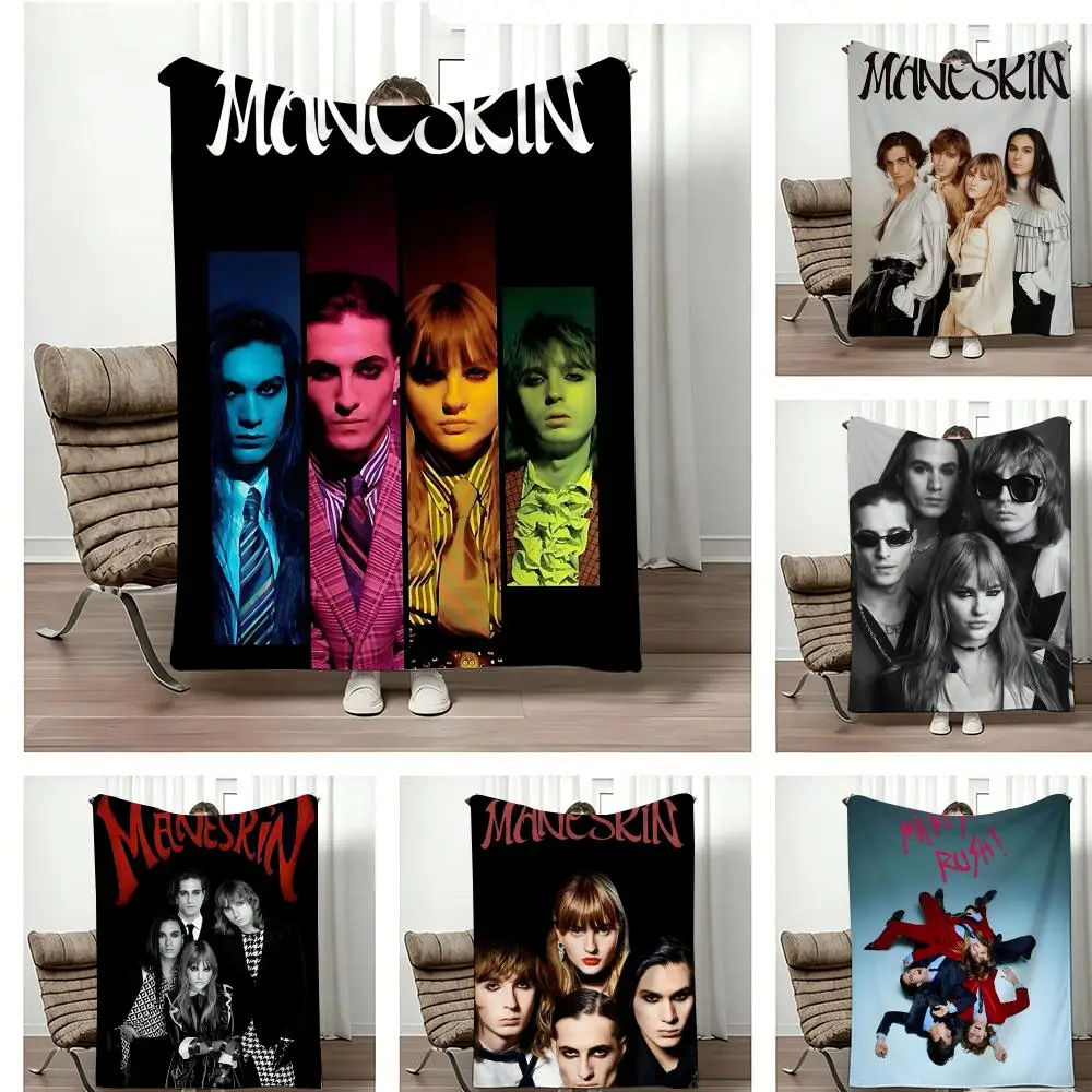 Rock Band M-ManeskinS Throw Lightweight 240g Flannel Blanket Soft Skin-friendly for Summer Cooling