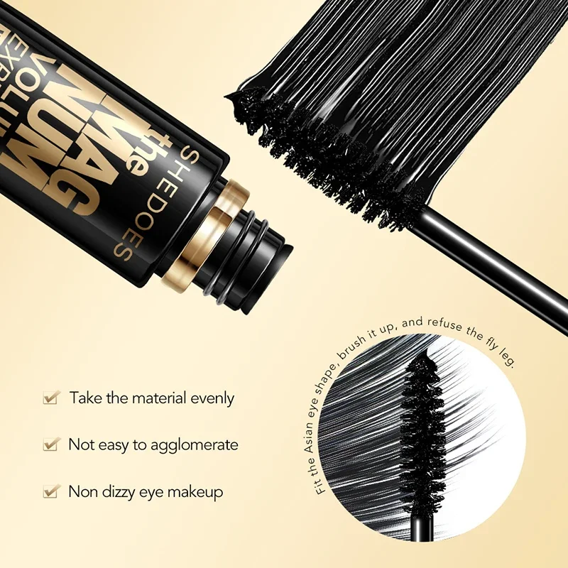 4D Black Mascara Thickening, Lengthening, Curling, Waterproof Liquid Fiber Mascara