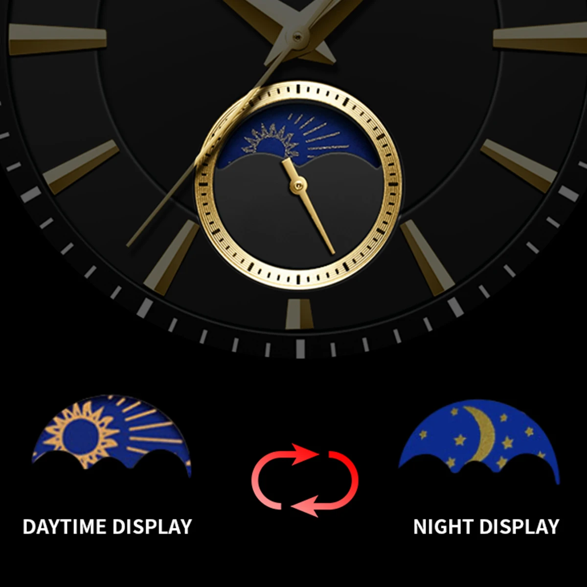 هانا مارتن ساعة رجالية متعددة الوظائف ماركة فاخرة موضة 41 ملم ستار مون مينا ذهبي أسود جلدية كوارتز ساعات رجالية