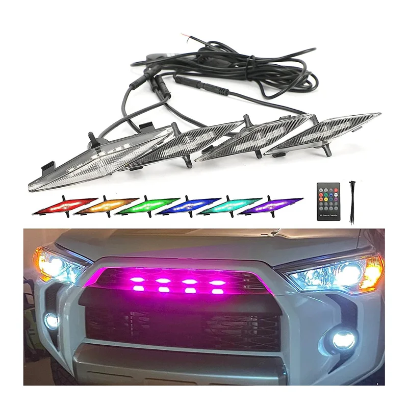 RGB Grill Led Lights 4 PCS for 2014-2019 4Runner Pro Grille, SR5, Off-Road,Limited 2014-2023 Pro