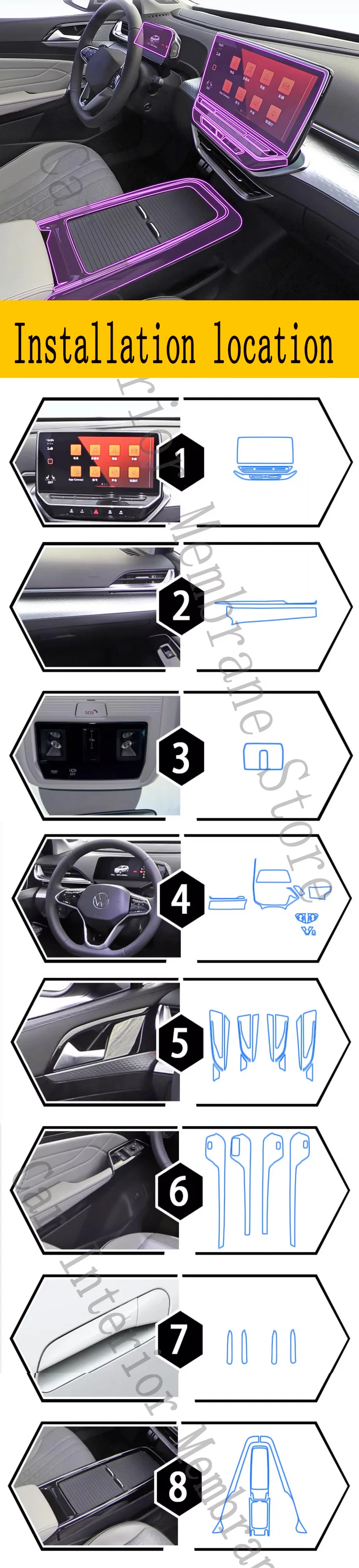 For Volkswagen ID.6CROZZ 2021-2024 ID6 Gearbox Panel Navigation Automotive Interior Screen Protective Film TPU Anti-Scratch