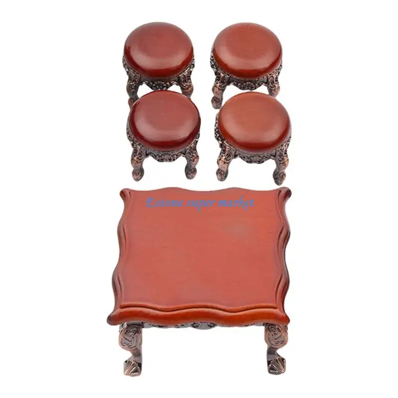 

090b набор из 5 миниатюрных кукол, набор мебели, реалистичный стол и стул для творческого крафта и модели дисплея