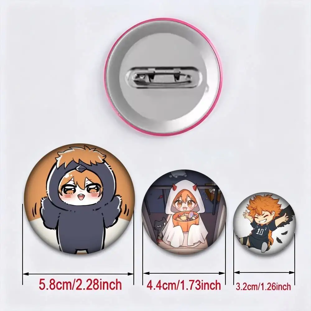 Anime H-Haikyuu S-Shoyo Hinata  25 32 44 58 75mm Badges Personalized Round Brooches Pins Accessory Gift