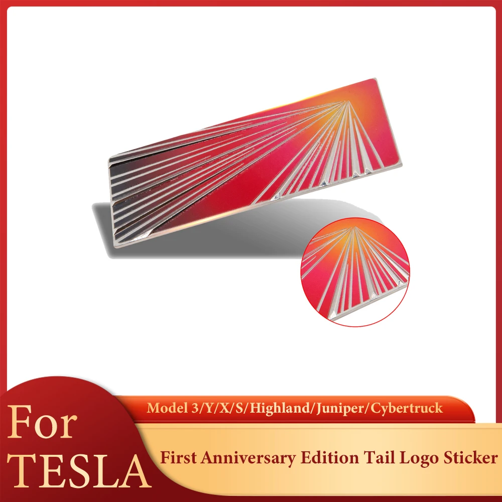 

Для Tesla First Anniversary Edition, наклейка с логотипом на хвосте, модель 3/Y/Highland/Juniper, этикетка, значок, креативная наклейка, модифицированные аксессуары