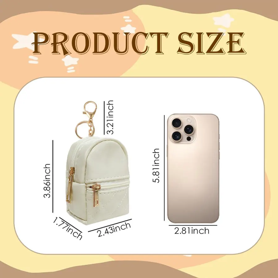 Mini Pu Leather Coin Purse, Earphones, Change Keys, Lipstick, Double-Layer Storage, Small School Bag, Versatile Backpack Pendant