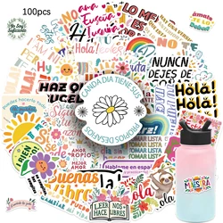 100pcs Spanish Motivational Inspirational Quotes Stickers - Reusable Self-Adhesive Sticker For Laptops Skateboards Helmets