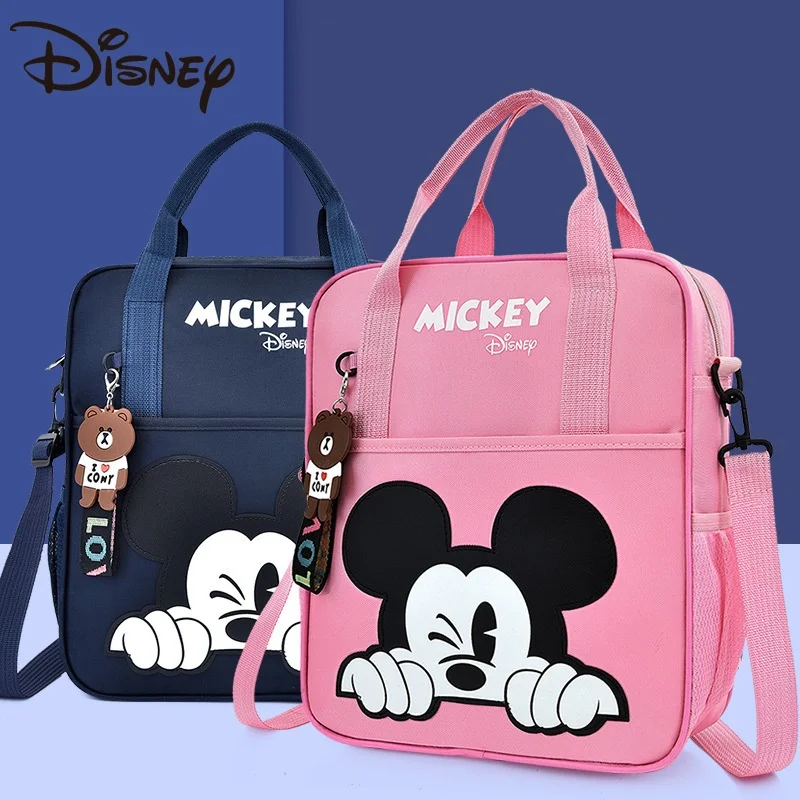 

Disney Student Tutoring Bags Multifunctional Cartoon Mickey School Backpack Tote Bag Handbag Document Bookbag Square Schoolbag