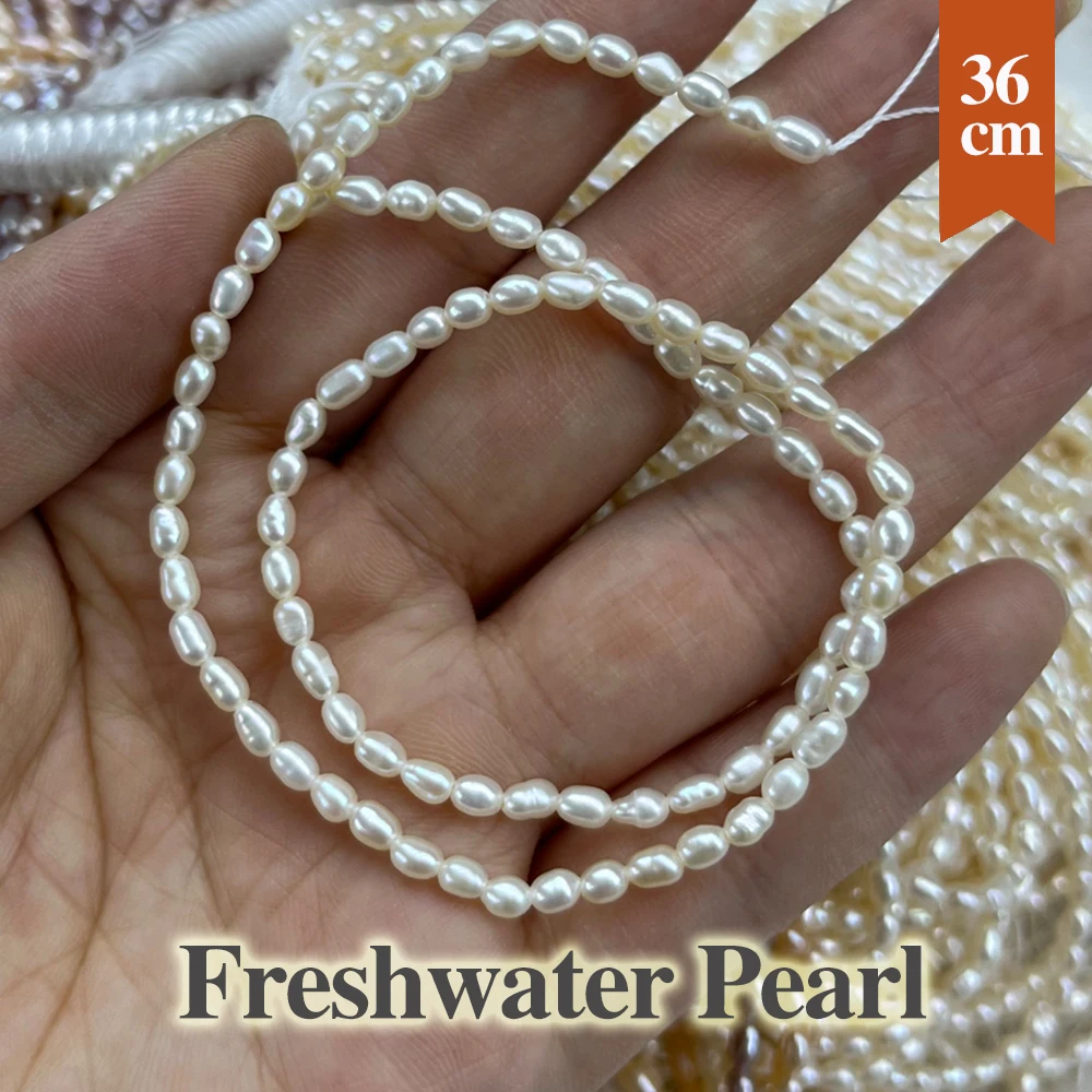 2-3mm Punch Natural Freshwater Pearl Beads Rice Shape Pearl Loose Spacer Beaded for Women Making DIY Necklace Bracelets 36cm