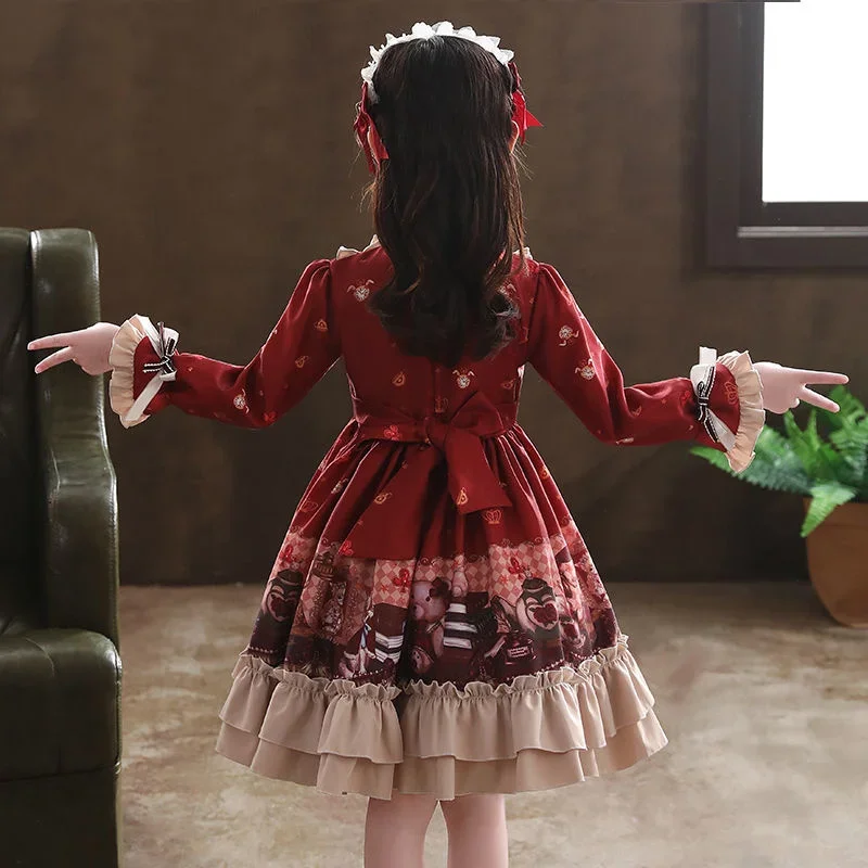 Summer Lolita Child Costume Clothes Girls Casual Midi Dress Children Dresses For Teens Party Princess Sundress 12 13 15 Year Old