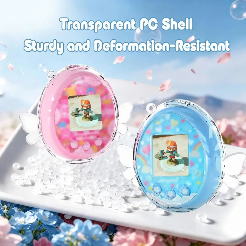 For Tamagotchi Meets Clear Glitter Protective Case,Full-Wrap Shockproof Cover Electronic Pets Game Silicone Protective Shell
