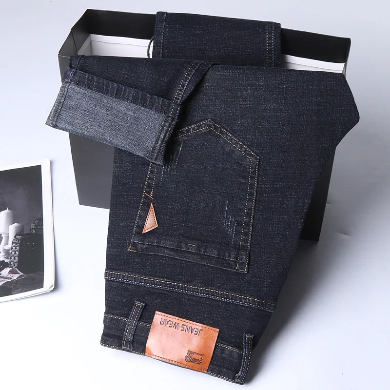 Men\'s Slim Fashion Denim High Quality Male Pants Elastic Black Blue Leisure Jeans Brand Clothing