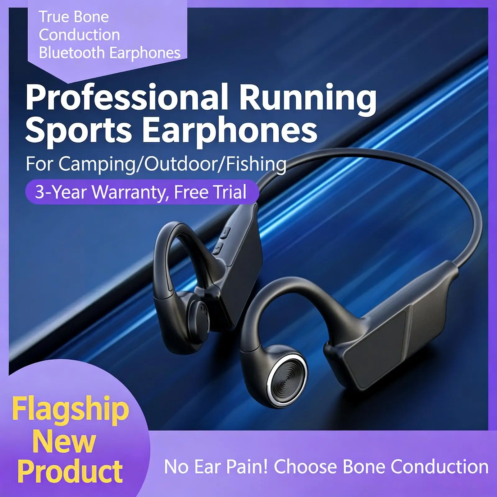 

Bone Conduction Bluetooth Headphones IP56 Waterproof 30H Playtime LED Power Display Wireless Neckband Earphones for Running Gym