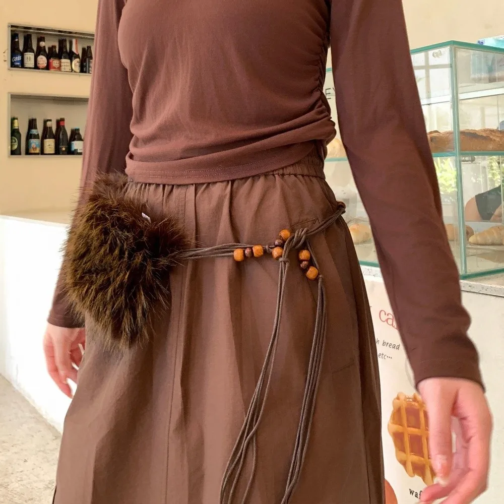 

Пояс-шарф для девочек в стиле Y2K с меховым воротником, милый и стильный образ, пушистый пояс-ремень в корейском панк-стиле, в комплекте с юбками