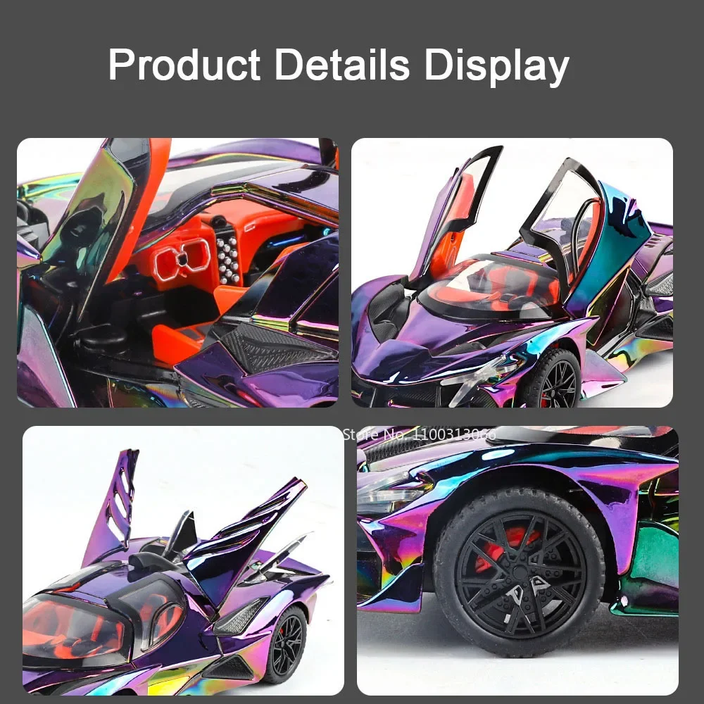 1:24 Apollo EVO Vision GT Sportwagens Speelgoed Modellen Wielen Trek Voertuigen met Licht Geluid Miniatuur Auto Peuter Kids Geschenken