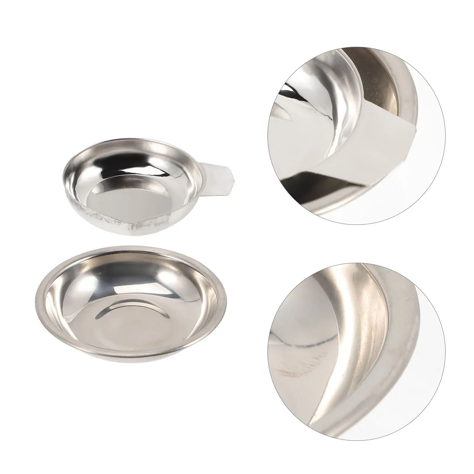 2Pcs Professional Stainless Steel Weighing Tray Round Edge Smooth Surface Lightweight Jewelry Scale Pan Digital Scale