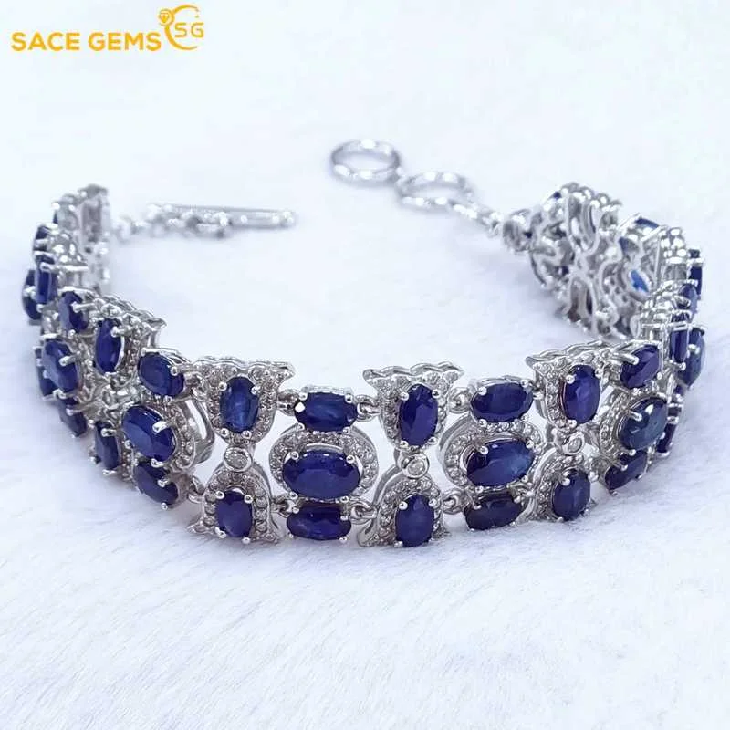 

SACE GEMS New Arrival Trend 925 Sterling Silver Sapphire Gemstone Bracelrts for Women Engagement Cocktail Party Fine Jewelry