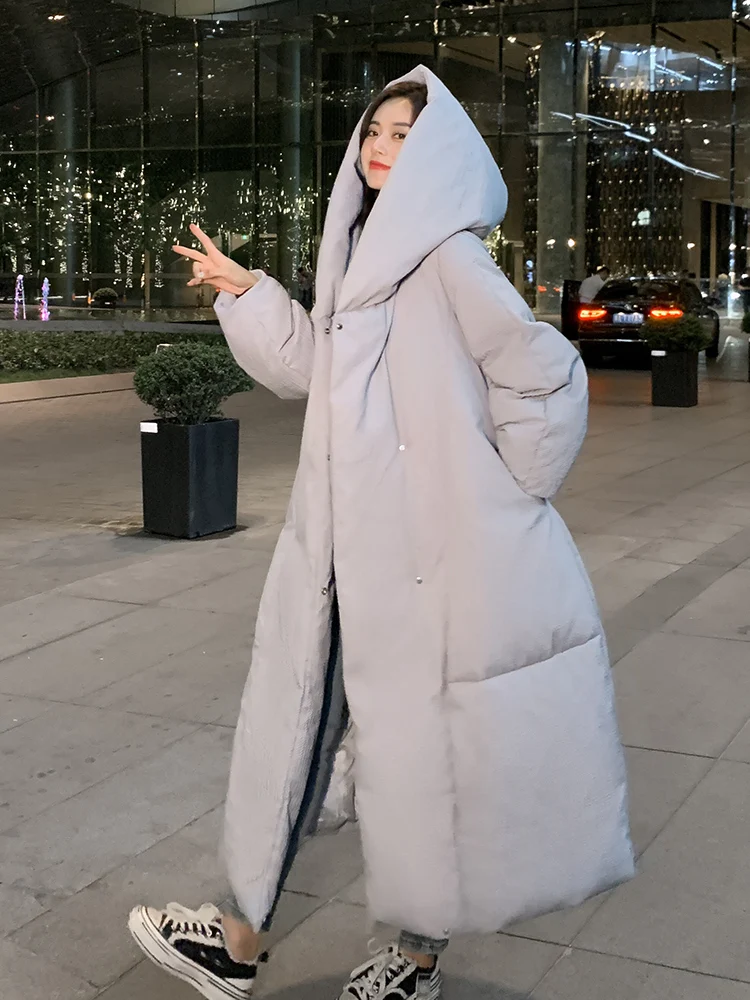 Imagem -03 - Oversized Inverno Longo Cabolsas com Capuz Mais Grosso Quente Fofo para Baixo Cabolsa Estilo Pão Inverno Feminino com Capuz Parkas com Cinto Wy226 S5xl