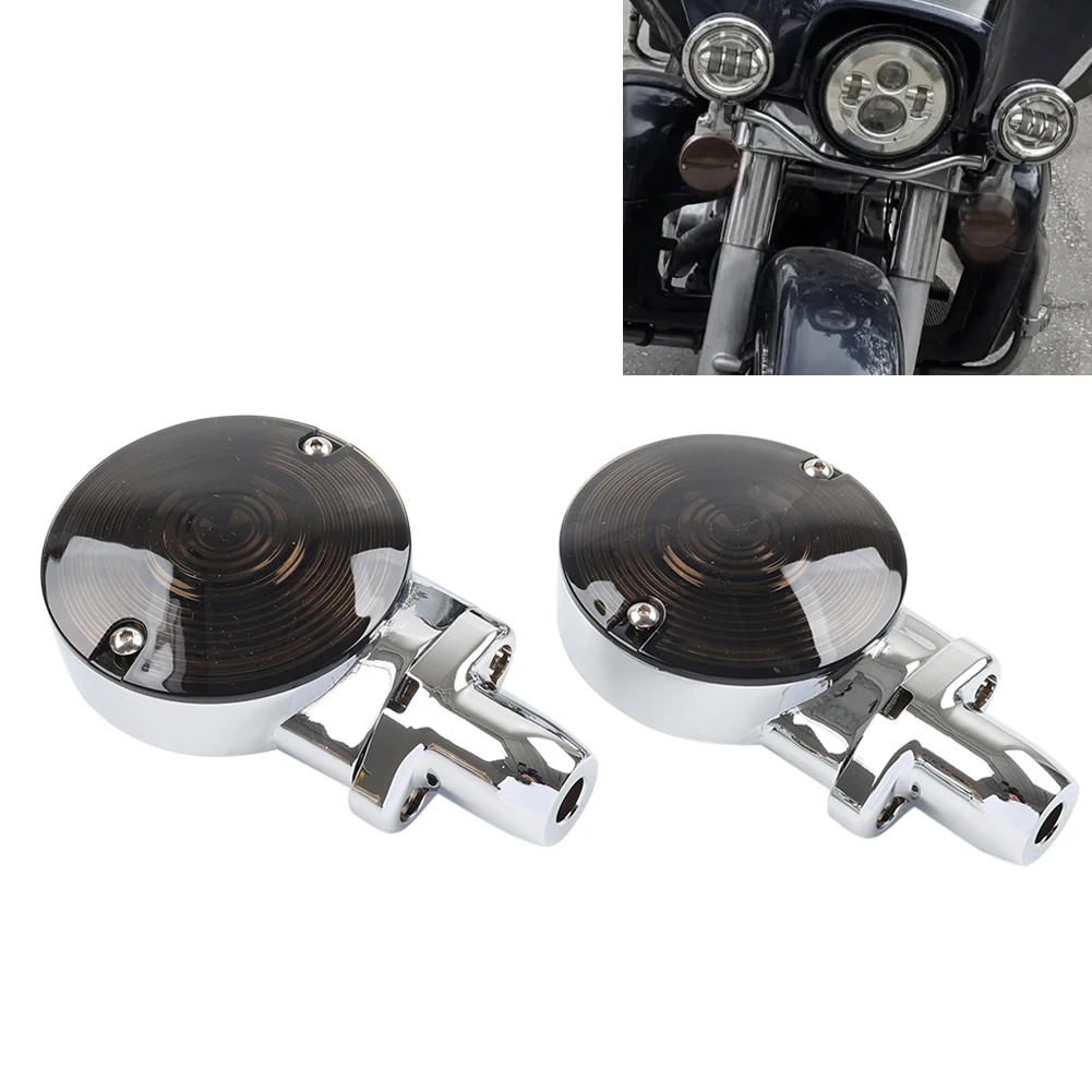 

Motorbike Front Flat Turn Signal Housing Smoke Lens For Harley Fat Boy Heritage Softail