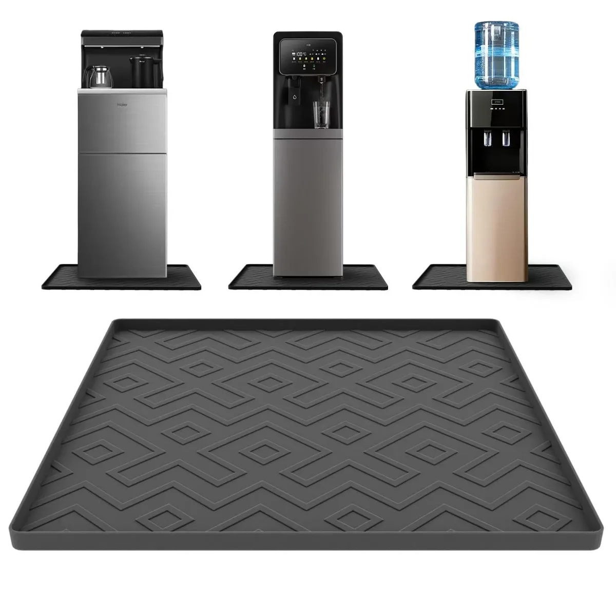 Fridge Silicone Mat Appliance Floor Protector Waterproof Anti Vibration Pad 50x50CM Raised Edge Drip Tray Kitchen Home Use