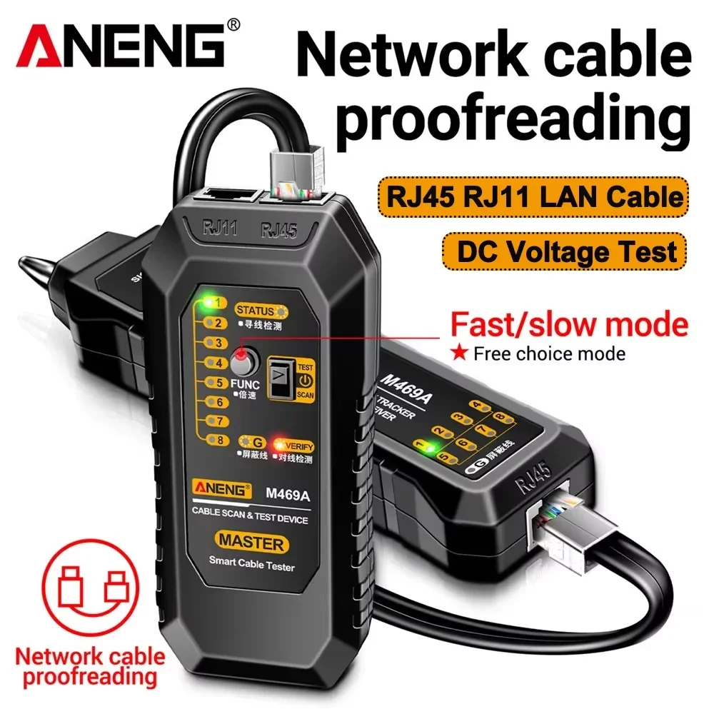 

Network Cable Tester RJ45 RJ11 ANENG M469A Network Analyzer LAN Cable Tester Wire Tracker Tracer Toner Detector Line Test Tools