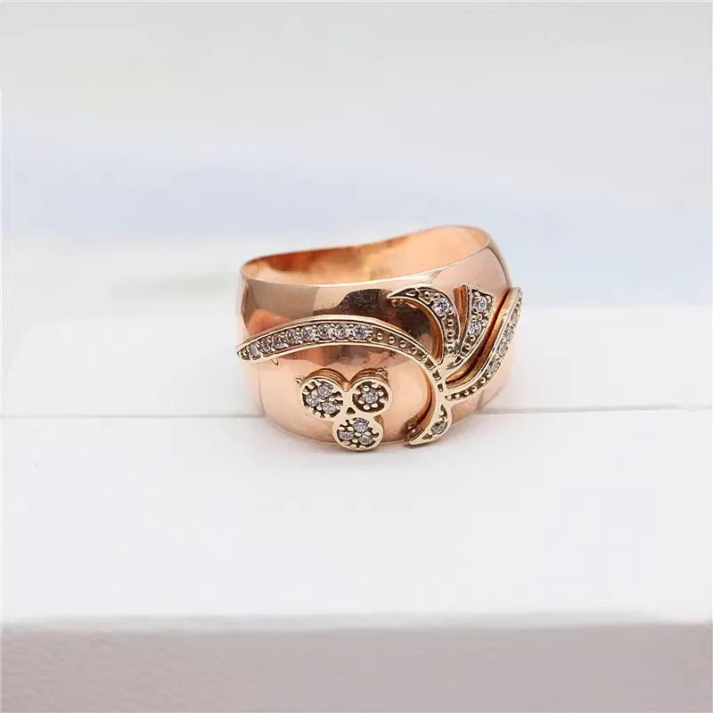Classic Glossy 585 Purple Gold Irregular Pattern Crystal Wide rings for women Plated 14K Rose Gold Ring Banquet fine Jewelry