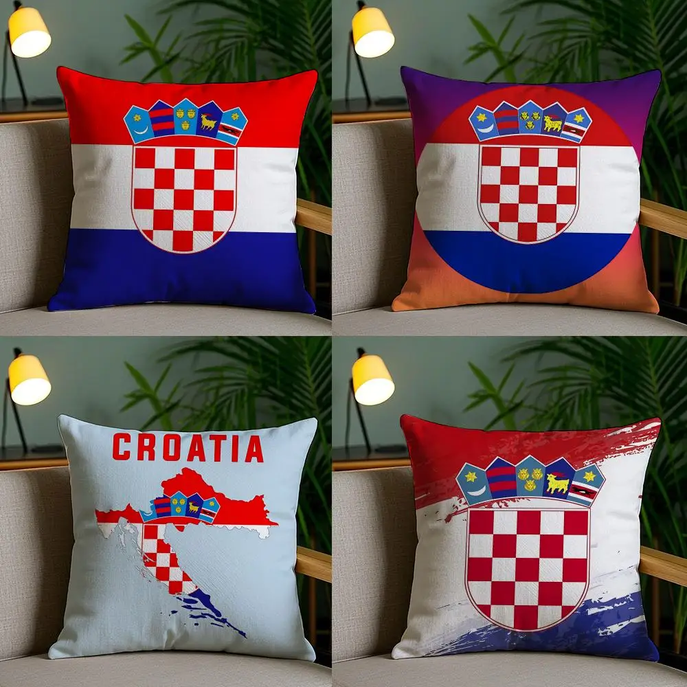 Croatia CRO Flag Pillow Case Pillow Case Plush Fabric Soft Double Sided Print Home Sofa High Quality Cushion