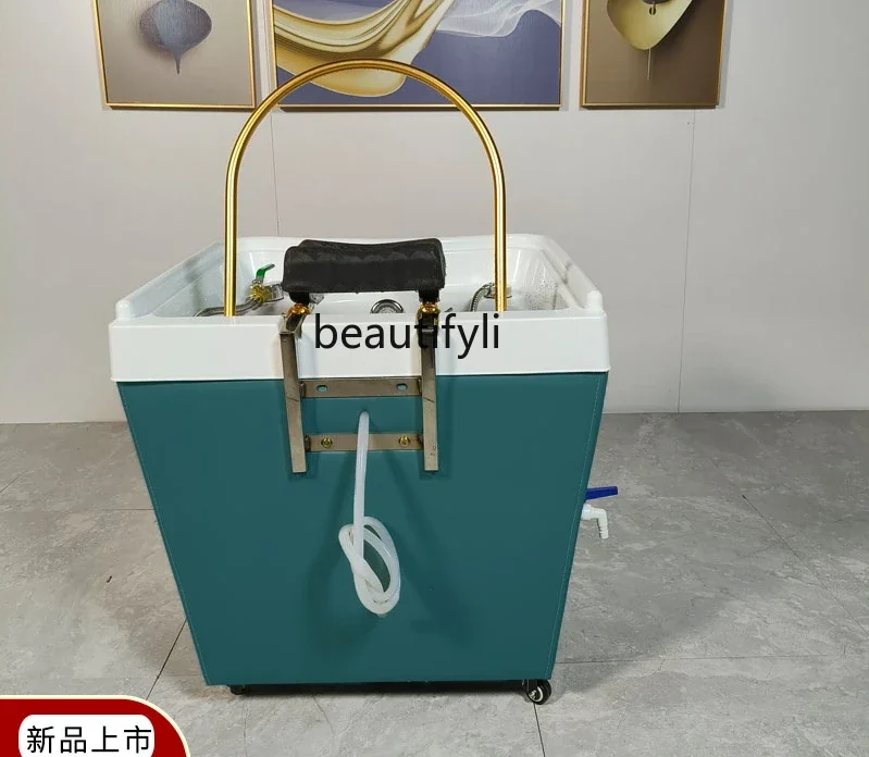 Movable Shampoo Basin Head Therapy Machine Supporting Massage Couch Facial Bed Fumigation Water Circulation Shampoo Machine